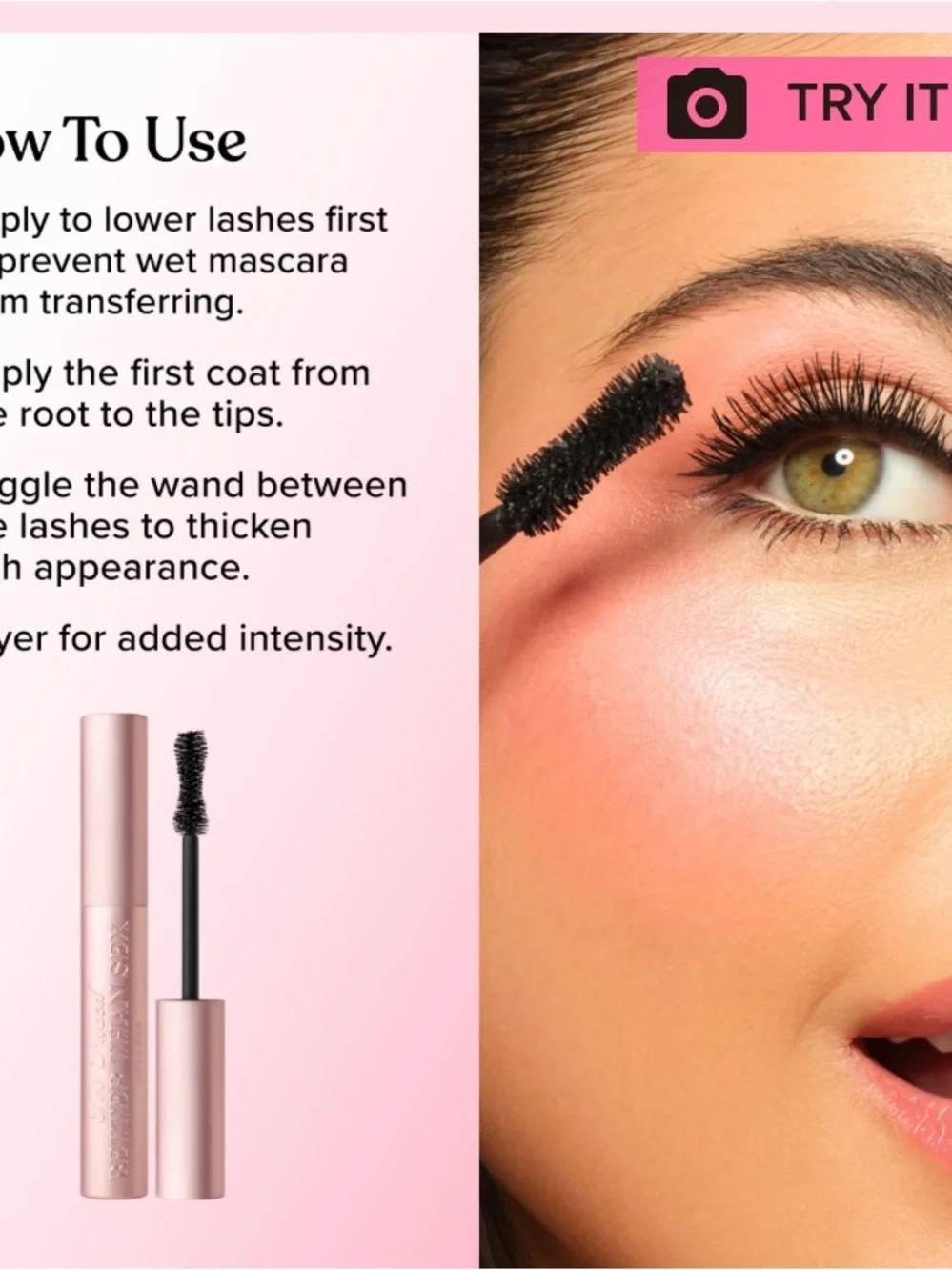 Too Faced Better Than Sex Mascara — Pink Tube, Black Formula MINI SIZE